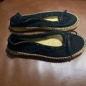 Black Suede Leather Espadrilles size 8